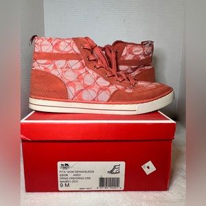 Coach Pita Orange Denim logo and Suede size 9